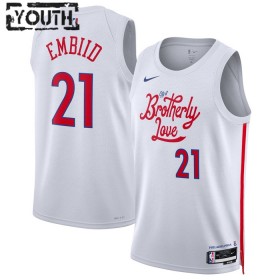 Camiseta Niños NBA Philadelphia 76ers Joel Embiid 21 2022-23 Nike City Edition Blanco Swingman